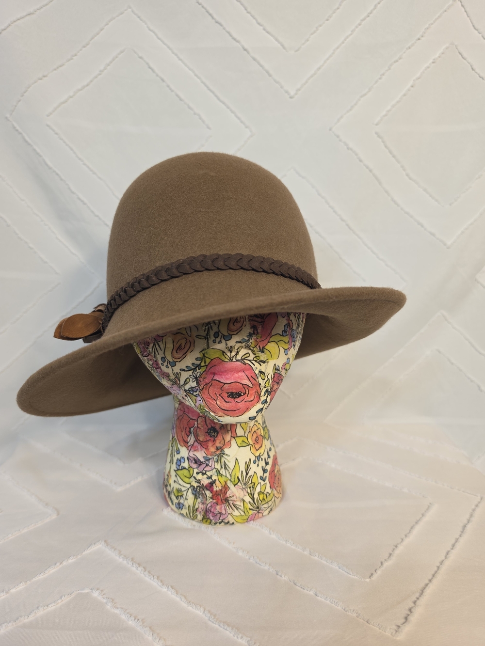 Brown Felt Braided Band Women's Hat 100% Wool